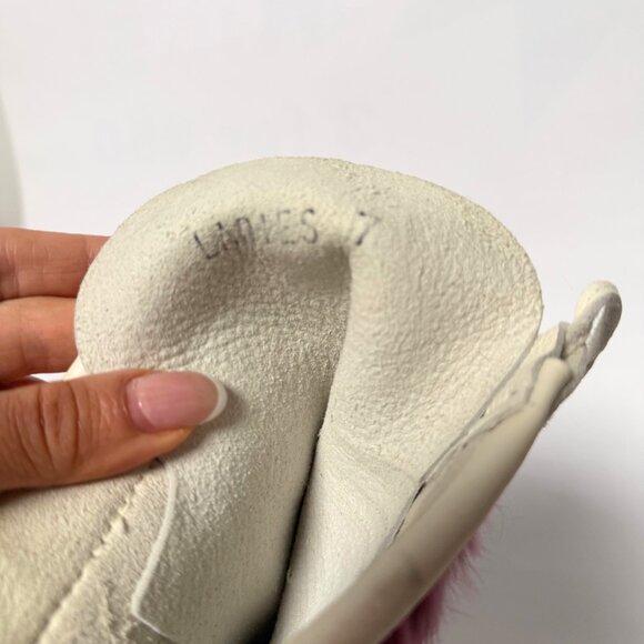 High Top White Leather Moccasins with Rabbit Fur & Pom Poms – Made in Canada – W - Picture 6 of 8